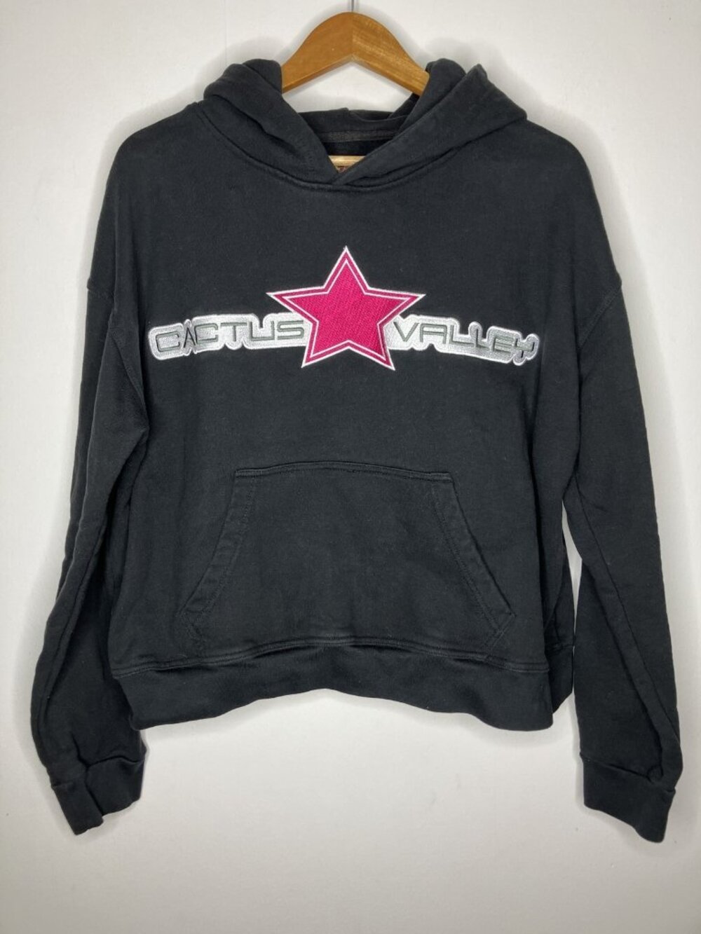 AZVA Cactus Valley Hoodie Sweatshirt Women's M Black Pink Star Graphic Pullover